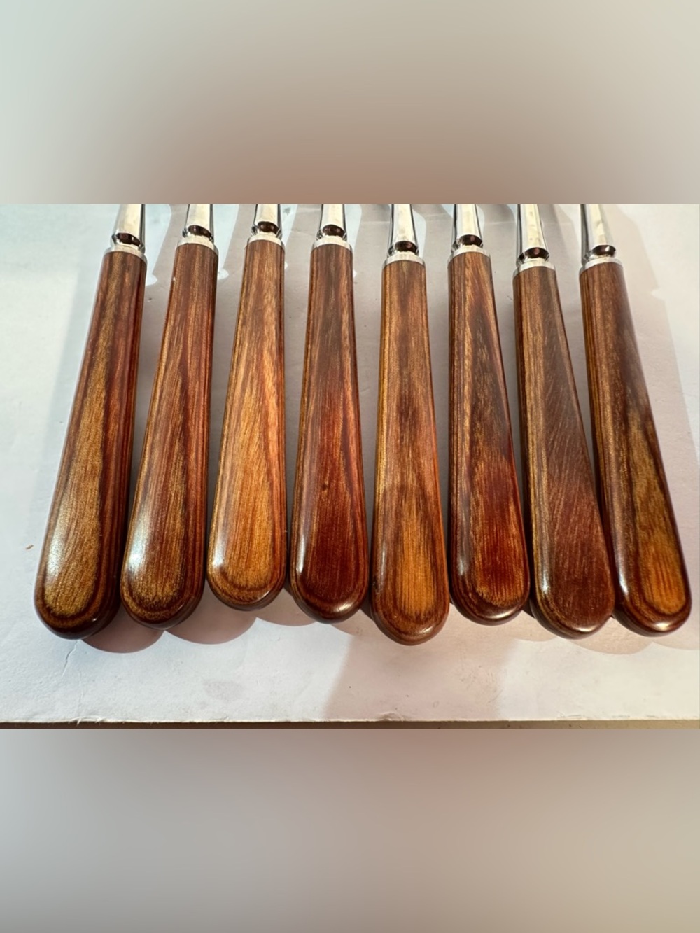 Vtg Robeson Cutlery Germany Stainless Dinner Forks Flatware Faux Wood Handle 8 - Picture 6 of 11
